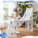 Mindsoft 3 Pcs Hydrangea Floral Table Runner 10ft Gauze Embroidery Blue Hydrangea Decor Flower Spring Summer Tulle Lace Table Runner for Wedding Bridal Baby Shower Holiday Dining Decor DIY, 10ft x 29in
