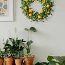 Mr. Bom 15 Inch Artificial Lemon Wreath with Boxwood for Front Door, Spring Summer Holiday Decoration, Indoor Outdoor Use
