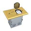Recessed Floor Outlet Cover Box, Flip Lid Brass Cover Floor Electrical Outlet, 20A Tamper Resistant Receptacle Socket with Watertight Gaskets - Golden
