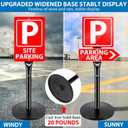 2Pack Heavy Duty Parking Sign Post for Outside, 20lbs Cast Iron Base Sign Post for Outdoor Sign Holder, Yard Sign Stand, Street Sign Post, 49" Height, Black