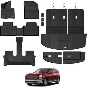 Floor Mats for Hyundai Palisade Gasoline 2026, All Weather Floor Mats Trunk Cargo Liner with Backrest Protectors Accessories, Full Coverage Set (Fit 7/8 Sests)
