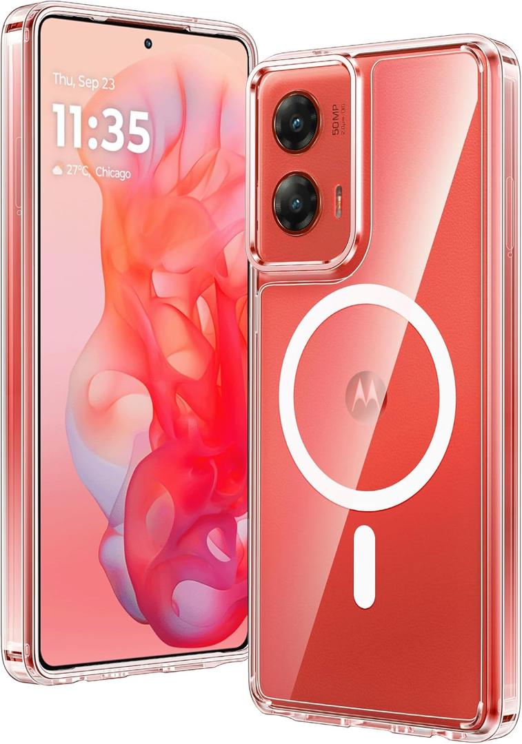 FNTCASE for Motorola Moto-G Stylus-5G-2024 Case: Magnetic Military Grade Drop Protection Anti Yellowing Cell Phone Cover - Rugged Shockproof Transparent Cases(Clear)