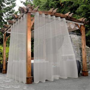 BONZER Waterproof Sheer Outdoor Curtains for Patio - 2 Panels Wide Grommet Indoor Voile Curtains for Living Room, Bedroom, Porch, Pergola, Cabana,100 x 108 inch, Cloud Grey
