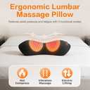 3-in-1 Electric Back Massager Pillow with Heat, Vibration and Traction, Triple Fusion Lumbar Support Massager for Bed or Chair, Designed for Daily Back Relaxation and Spine Support (Black)