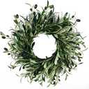 Lovee Olive Leaf Wreath - 20 Inch Green Greenery Wreath with Olive Leaves for Front Door, Window, Christmas, Wedding Decor