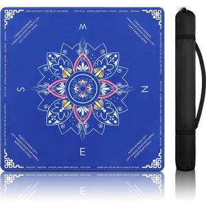 DEVPNR Mahjong Mat for Table with Rules, 32.6"x32.6" Non-Slip Mahjong Table Cover, Noise-Reducing Table Cloth for American Mahjong, Poker, Card & Board Games, Portable with Travel Bag (Blue)