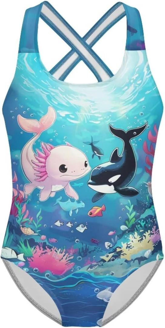 Upetstory One Piece Swimsuit for Girls Kids Size 5-14 Summer Bathing Suit