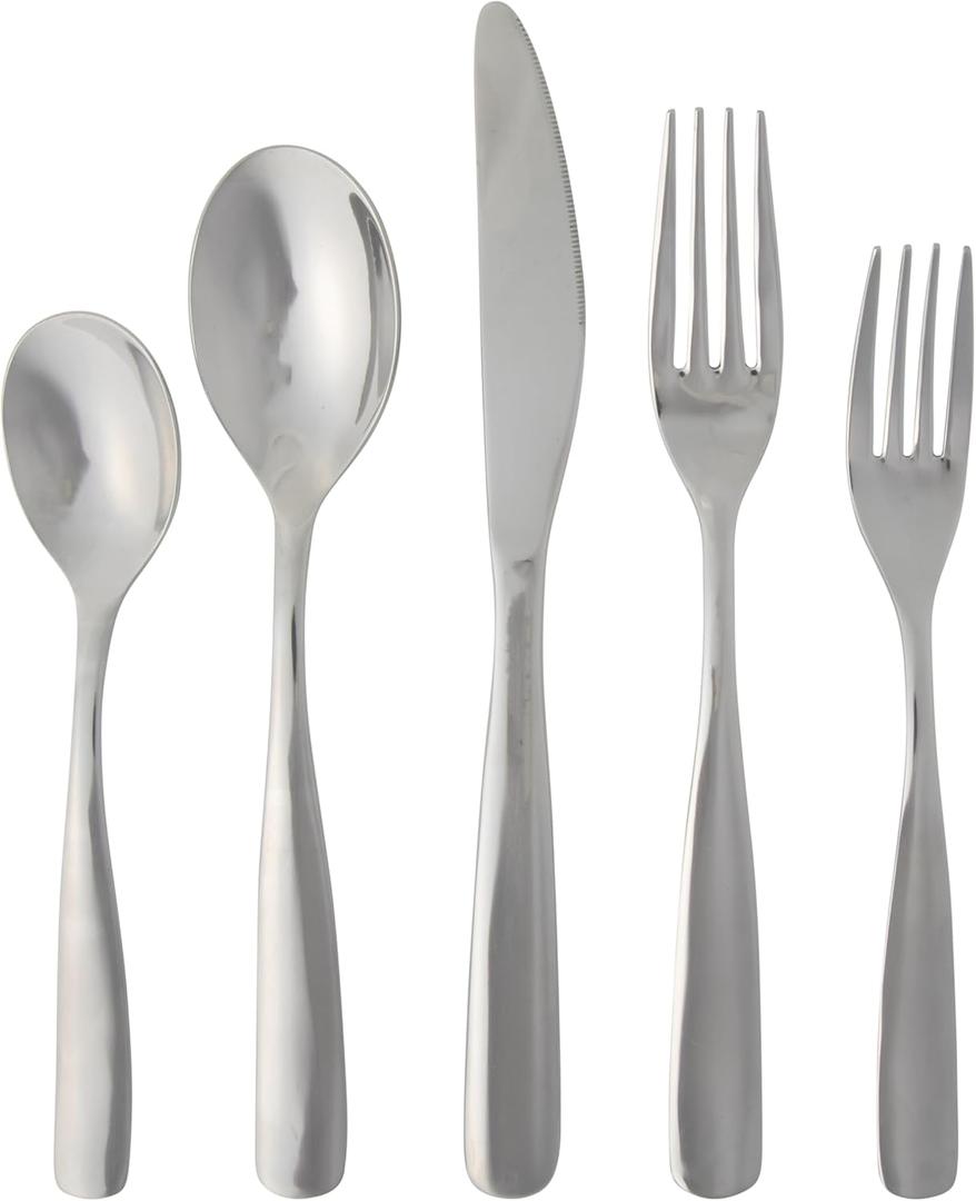 Gibson Home Hulton 20 Piece Flatware Silver Polish Silverware Set - Stainless Steel Utensils - Forks, Spoons, Knives