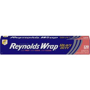 Reynolds Wrap Heavy Duty Aluminum Foil Roll, Thick Heavy Duty Foil for Added Strength and Durability, Secure Easy Open and Close Tab, 12 Inches Wide, 130 Sq. Ft.