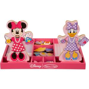 Melissa & Doug Disney Minnie Mouse & Daisy Duck Magnetic Dress-Up Wooden Dolls  Pretend Play Set (40+ pcs) Minnie Mouse Toys, Disney Dress Up Dolls for Preschoolers & Kids Ages 3+