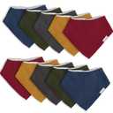 Muslin Baby Bibs for Boys Girls,10 Pack Super Absorbent Baby Bandana Drool Bibs Set for Teething and Drooling,100% Cotton Soft for Infant,Newborn