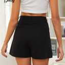 Ginasy Summer High Waisted Shorts for Women - Trendy Dressy Casual Wide Leg With Pockets (Black)