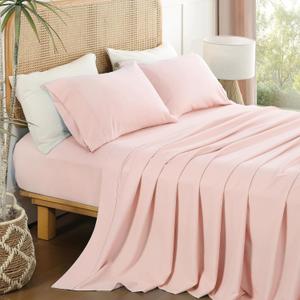 Pink King Sheet Set 4 Piece, Soft Breathable Cooling Microfiber Bed Sheets with Extra Deep Pocket 16'', Easy Care Luxury Hotel Bedding, Oeko-Tex Certified Wrinkle Free