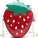 Cute Strawberry Crossbody Shoulder Bag for Women Girls, Small Fruit Shape Crossbody Bag Coin Purse Wallet (Red)