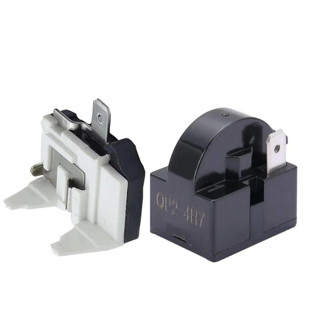 1Pcs QP2-4R7 1Pin 4.7 Ohm Refrigerator Starter/Start Relay for Vissani Danby Compressor Relay and 1Pcs Refrigerator Overload Protector 1/2HP2 Pieces in Total