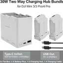 2 Pack Mini 4 Pro/Mini 3/3 Pro Battery & Charging Hub Fly More Bundle for DJI, 3850mAh-7.38V Max 45-51 Mins Flight, 30W Fast Two-Way Charging & Smart Safety3-in-1 Charger + 2 Batteries