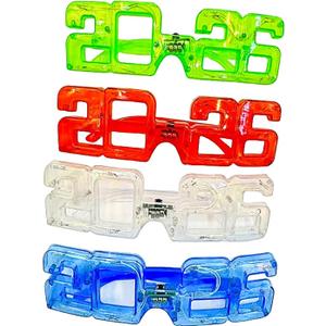 LUOZZY 8pcs 2026 New Year Eyeglasses LED Light Up Glasses 2026 Glow in the Dark Glasses LED Eyeglasses for 2026 New Year Eve Party Decorations, Random Style