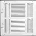 14" X 14" 4-Way AIR Supply Grille - Vent Cover & Diffuser - Flat Stamped Face - White [Outer Dimensions: 15.75"w X 15.75"h]