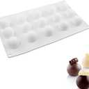 1pcs Truffle Sphere Silicone Mold, 15-Cavity Silicone Mini Cake Ball Mold, 3D Silicone Baking Mold for Cake Decoration Dessert Mousse Pastry Chocolate Jelly Ice Cream, Round Ball Shape