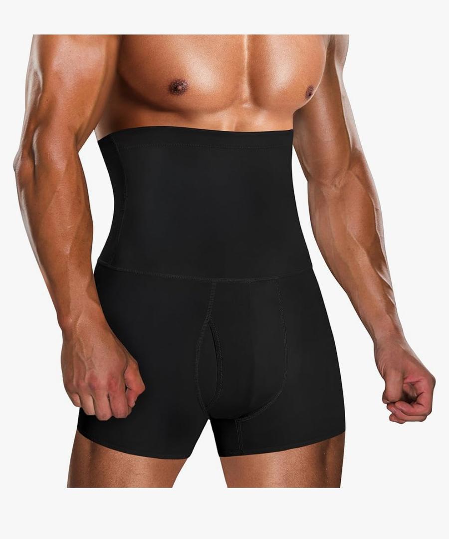 TAILONG Men Tummy Control Shorts High Waist Slimming Underwear Body Shaper Seamless Belly Girdle Boxer Briefs, Large