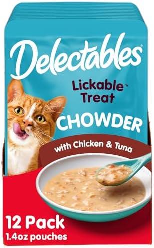 Hartz Delectables Chowder Lickable Wet Cat Treats for Kitten, Adult & Senior Cats, Chicken & Tuna, 1.4 Ounce (Pack of 12)