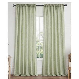 MIULEE Sage Green Linen Curtains 84 Inch Length 2 Panels Set for Living Room Bedroom Semi Sheer Light Filtering Farmhouse Rod Pocket Long Soft Thick Linen Textured Window Drapes W42XL84