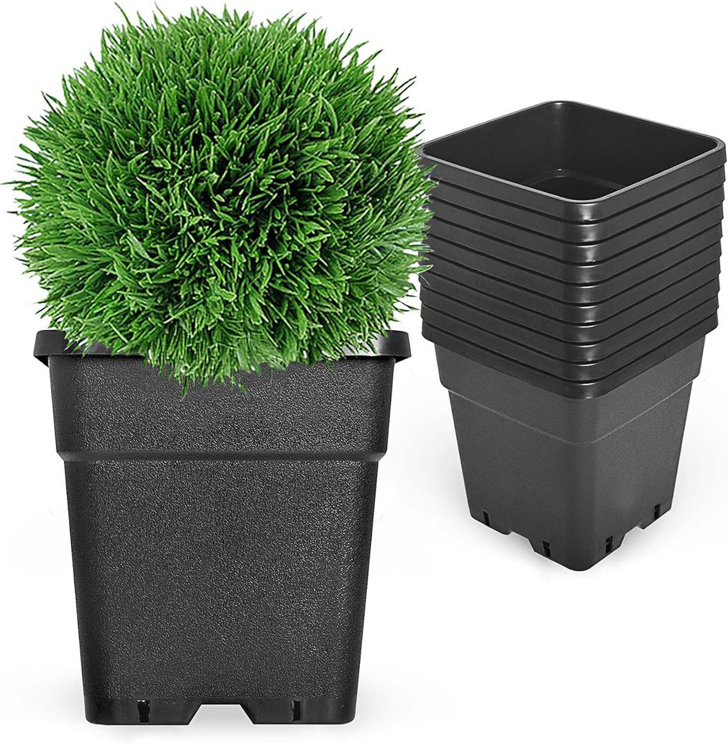 10-Pack 5 Gallon Square Planter Nursery Pots, Flower Plant Container Injection Molded Plastic Nursery Pots Gardening Pots for Indoor Outdoor Vegetables, Succulents, Black 10-Pack 5 Gallon Square Planter Nursery Pots, Flower Plant Container Injection Molded Plastic Nursery Pots Gardening Pots for Indoor Outdoor Vegetables, Succulents, Black
