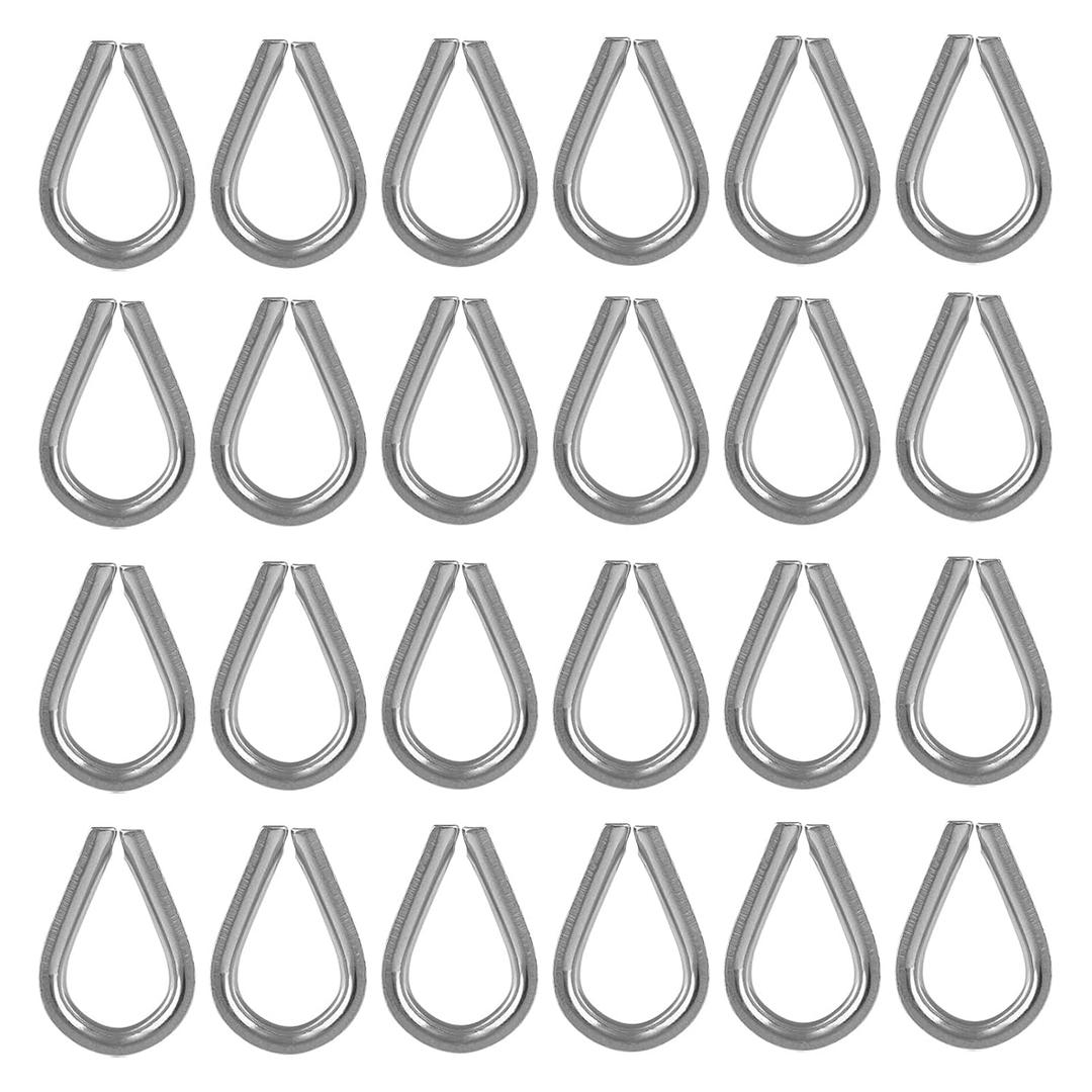 24Pcs M5 Cable Thimble 304 Stainless Steel Wire Rope Cable Thimbles Loop Rigging for 3/16 Inch Diameter Wire Rope