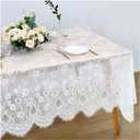 SoarDream White Lace Tablecloth 60x120 Inches Wedding Tablecloth Rectangular Farmhouse Table Cloth Classic Vintage Lace Fabric for Fall Tea Party Wedding Decorations Home Decor