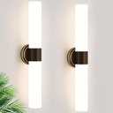 Wall Sconces Set of Two, Modern Bathroom Sconces Wall Lighting with Milky White Glass, Brown Sconces Wall Decor Set of 2 for Bathroom Mirror Bedroom Living Room Hallway