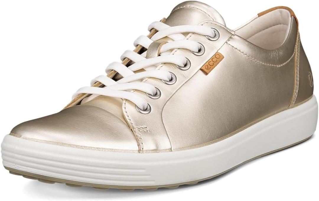 ECCO Womens Soft 7 Sneaker (12-12.5, Pure White Gold Leather)