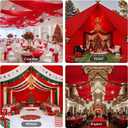50ftx40ft Red Ceiling Curtain for Valentines Day Decoration 10 Panels Wrinkle-Free 40 FT Long Tent Draping Curtains for Wedding, Birthday & Theme Parties, 40ft Height with Rod Pocket, 60"w X 480"l