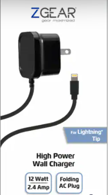 ZGEAR (12W) 8-Pin Wall Charger - Black (WC-APP8PNM2A)