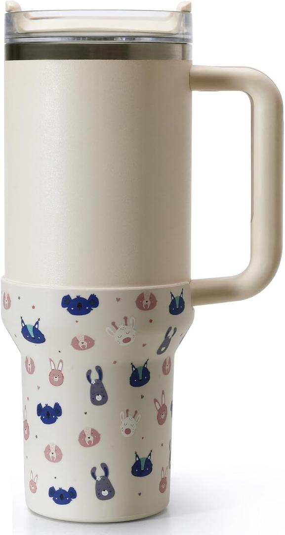 2 x Print Boot for Stanley, Cup Bottom Protector Cover Accessories for Stanley Quencher H2.0 FlowState Tumbler 40oz / Adventure Quencher Tumbler 40oz (Cream)