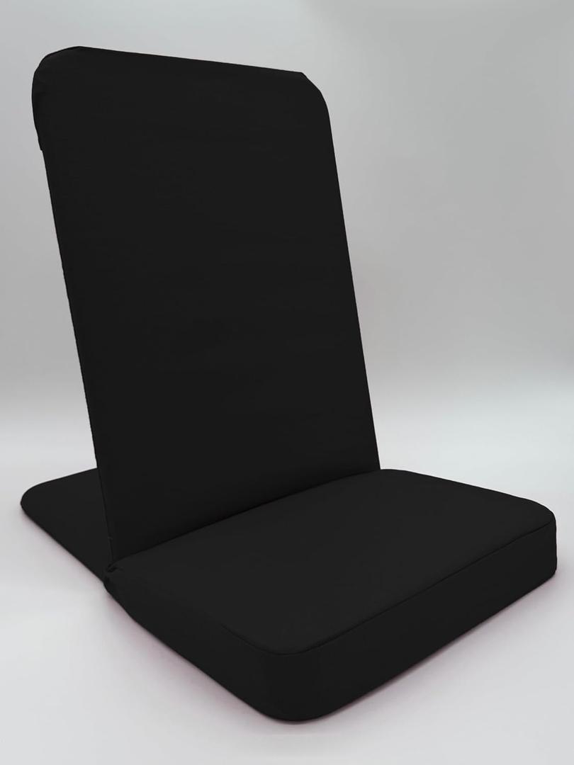 Original BackJack-Made in THE USA- Black Cotton Fabric Lightweight Floor Seating Chair for Gaming, Families, Parents, Daycare, Back Support, Reading, Yoga, Meditation, Dorm, School