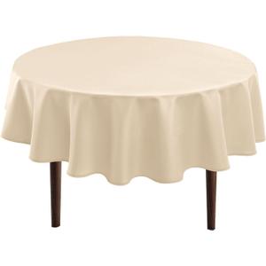 Hiasan Round Tablecloth 40 Inch - Waterproof Stain Resistant Spillproof Polyester Fabric Table Cloth for Dining Room Kitchen Party, Beige