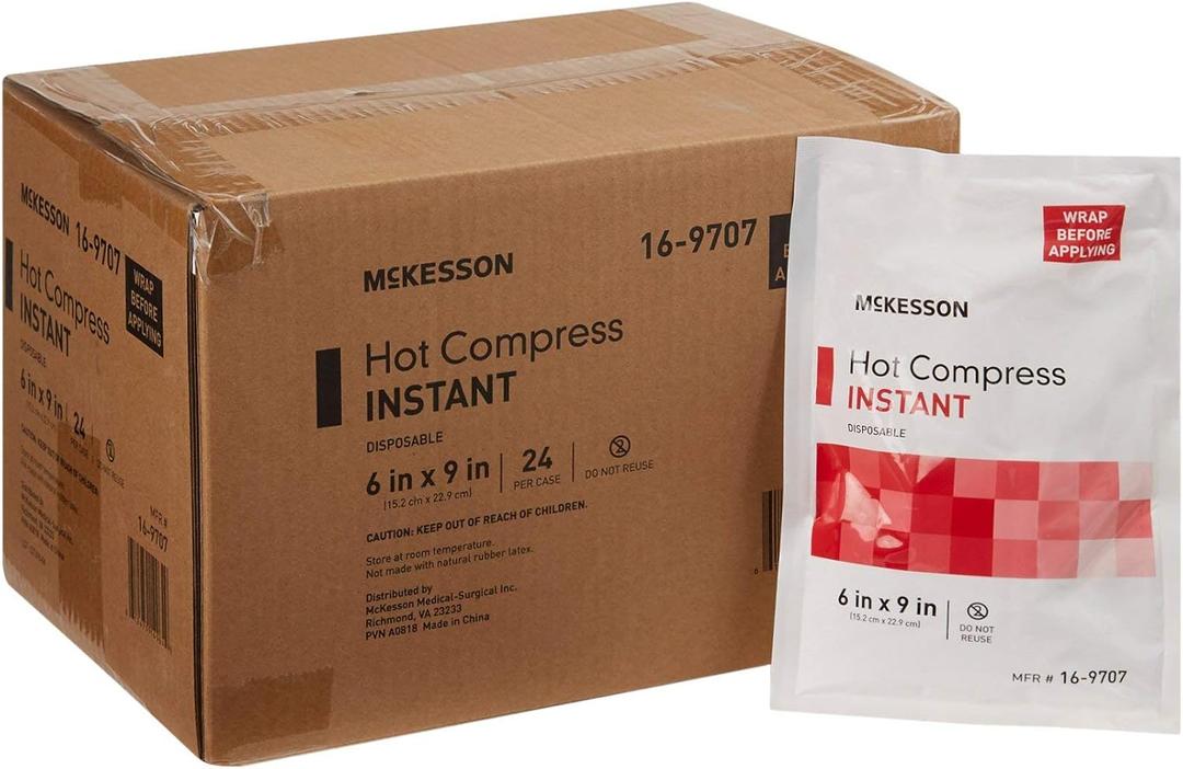 McKesson Hot Compress Instant Hot Pack [24 Pack] Disposable, Heat Packs for Pain Relief, 6 in x 9 in