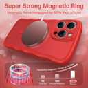 TAURI Magnetic for iPhone 16 Pro Case, Cute Wavy Design [Full Camera Protection] [Compatible with Magsafe] Anti-Slip Translucent Matte Case for iPhone 16 Pro for Women Girls, Bright Red