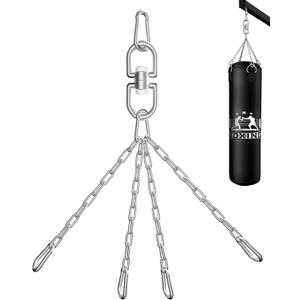 360 Rotation Heavy Bag Chain, Punching Bag Hanger With Stainless Steel Swivel Chain and 4 Snap Hooks, Mount for Hammock, Gym Swing, Yoga Swing, Trapeze
