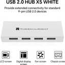 Thermalright Interal USB 2.0 Hub X5, SATA Powered, Magnetic Mount, 9-Pin USB Expansion for PC Motherboard (White)