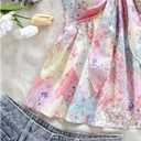 Milumia Women's Floral Plants Print Tie Front Tube Top Ruffle Trim Strapless Peplum Tops (M)