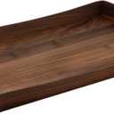 28 x 18 Inches Large Rectangle Curved Black Walnut Wood Ottoman Tray with Handles, Serve Tea, Coffee, Classic Wooden Decorative Serving Tray