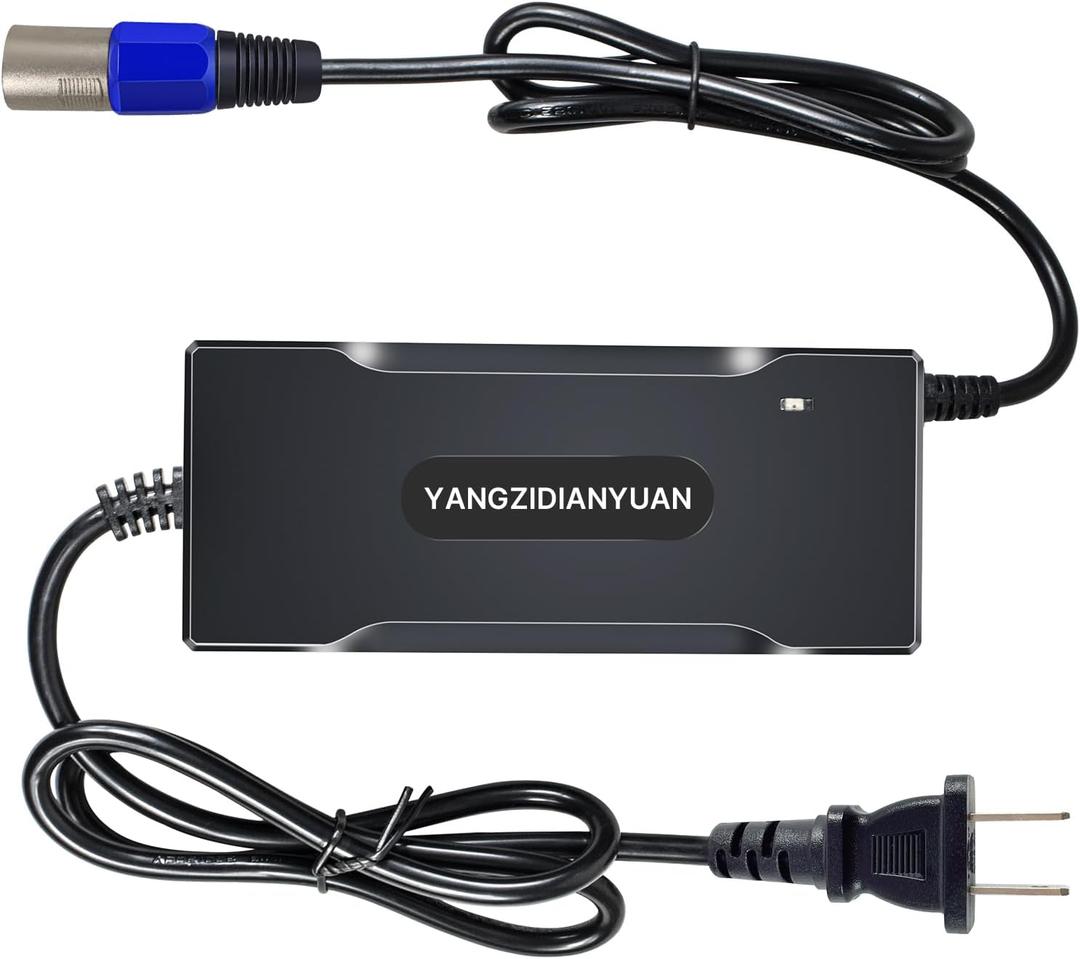 54.6V 2Amps Lithium Battery Charger 3 pin Male XLR Connector Replacement for 48v Lithium Battery