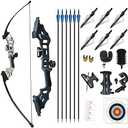 Monleap Archery 51" Takedown Recurve Bow and Arrows Set for Adults Metal Riser Longbow Kit Right Hand Straight Bow for Beginner Hunting Shooting Practice 50lb