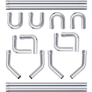 A-KARCK Mild Steel Mandrel Bends 16 Pcs, 2.25 Inches DIY Custom Exhaust Tubing Pipe Straight & U-Bend Kit, Universal Fit