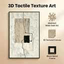 QKF Minimal Geometric 3D Texture Black Aluminum Frame Canvas Wall Art, 36"L x 24"W