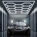 Ultra Bright Hexagon Garage Lights.720W 86400LM 6500K Hexagon LED Light Garages with Rectangle Frame.14 Grid Honeycomb Hex Led Lights System for Garage,Car Detailing Shop, Basement, Warehouse