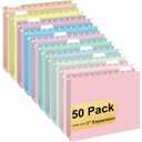 Hanging File Folders, 50 Pack Letter Size Hanging File folders with 1/5-cut Tabs, Stay Organized for Your Home and Office Bulk File, Documents and Paper, Macaron 10 Colors