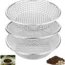 3PCS Soil Sifter for Gardening, Heavy Duty Rock Sieve Fits 5 Gallon Bucket, 1/4 Inch, 1/8 Inch, 2/5 Galvanized Garden Sifter Compost Dirt Sifter, Sand Gravel Sawdust