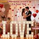 Pooqla 2.4FT Love Marquee Letters for Valentines Day Gifts for Him Her, Large Love Light Up Letters for Romantic Wedding Decor, Valentines Day Decorations for Party Decor Backdrop